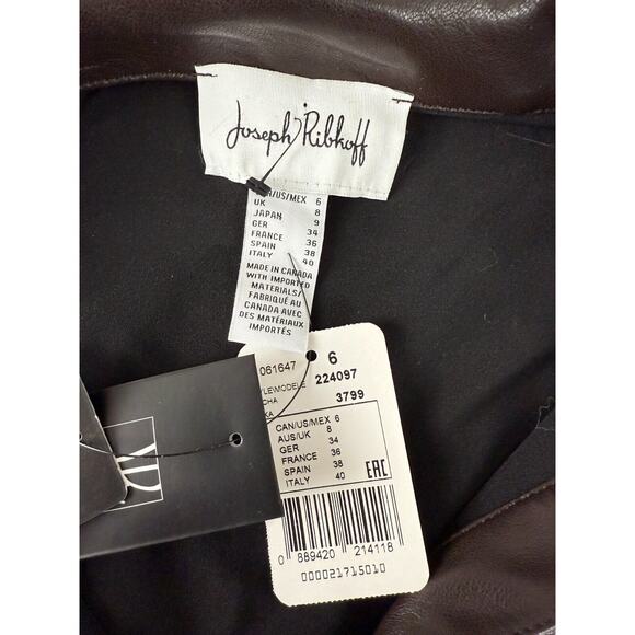 Joseph Ribkoff Sz 6 Mocha Faux Leather Shirt Dress Button-Up Flattering NWT - Picture 10 of 13